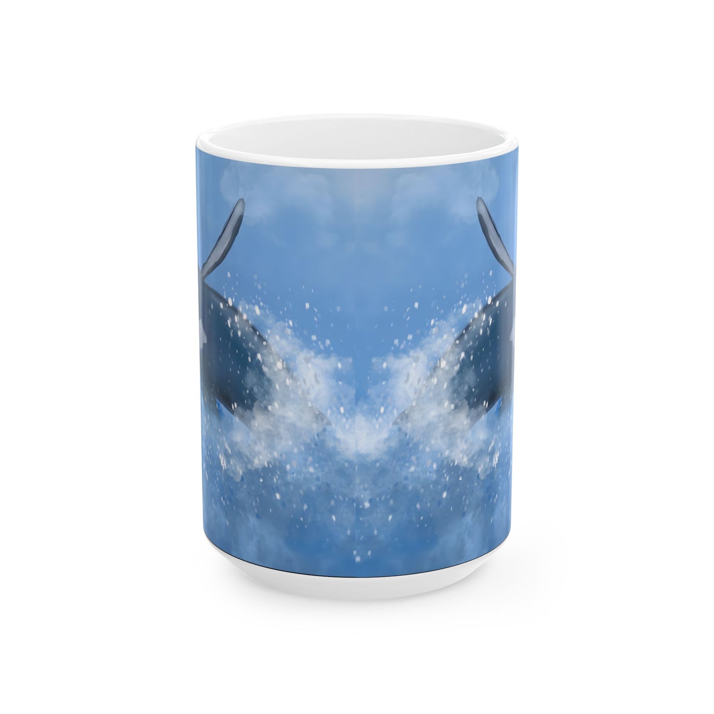 Humpback Whale Ceramic Mug For Whale Watching Coffee Cup With Frosted Ocean And Snowflake Artwork