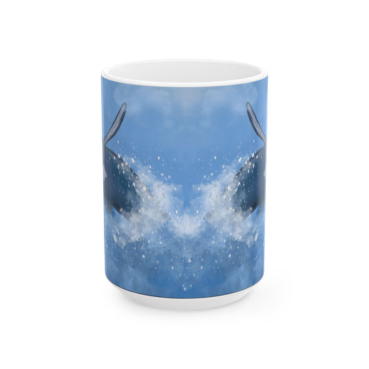 Humpback Whale Ceramic Mug For Whale Watching Coffee Cup With Frosted Ocean And Snowflake Artwork