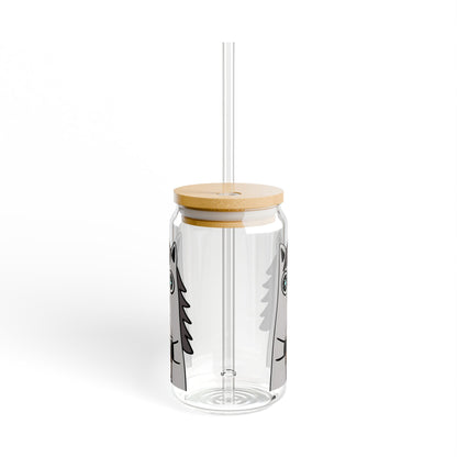 Horse Sipper Glass | 16oz Equestrian Glass Can with Bamboo Lid & Straw