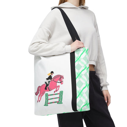 Equestrian Show Jumper Horse Tote Bag - English Jumping Carryall