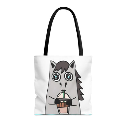 Coffee-Drinking Horse Frappuccino Tote Bag