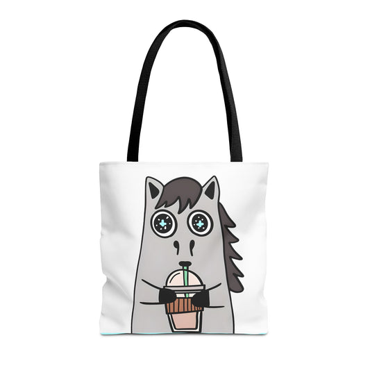 Coffee-Drinking Horse Frappuccino Tote Bag