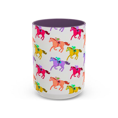 Kentucky Derby Racehorse Accent Coffee Mug | Race Day Gift | 11oz & 15oz