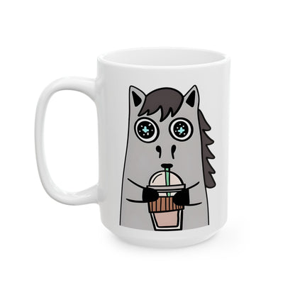 Frappuccino Horse Ceramic Mug — Horse Coffee Cup (11oz & 15oz)