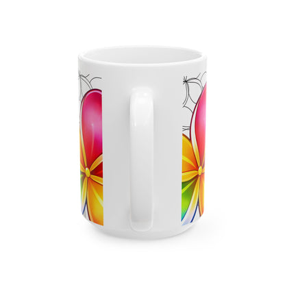 Plumeria Hawaiian Coffee Mug Floral Island Tropical Ceramic Mug For Morning Brew Gift Idea