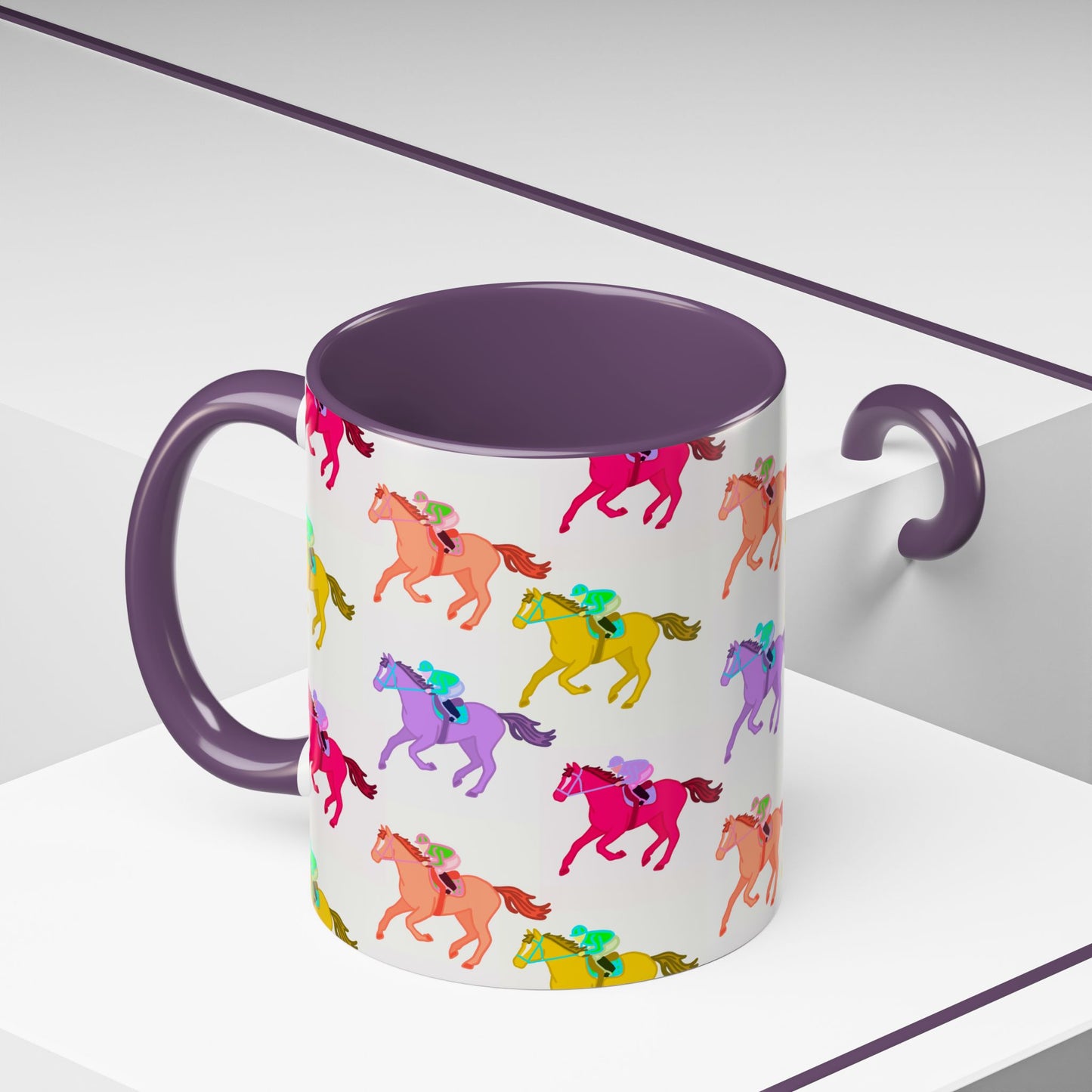 Kentucky Derby Racehorse Accent Coffee Mug | Race Day Gift | 11oz & 15oz