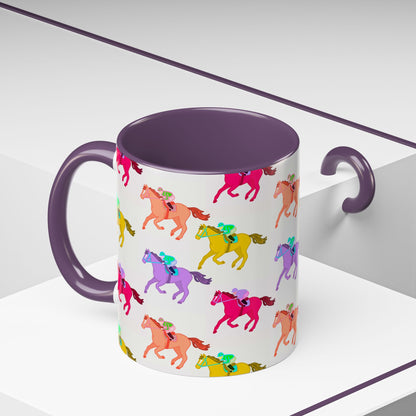 Kentucky Derby Racehorse Accent Coffee Mug | Race Day Gift | 11oz & 15oz