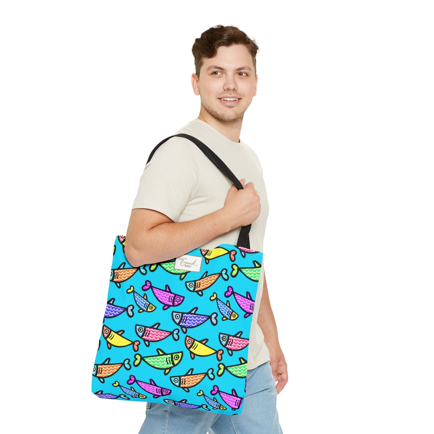 My Sand Bag Happy Fish Tote Reusable Beach Shopping Tote