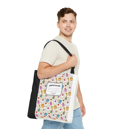 Ghost School Supplies Teacher Tote Bag | Kawaii Halloween Book Bag | 3 Sizes