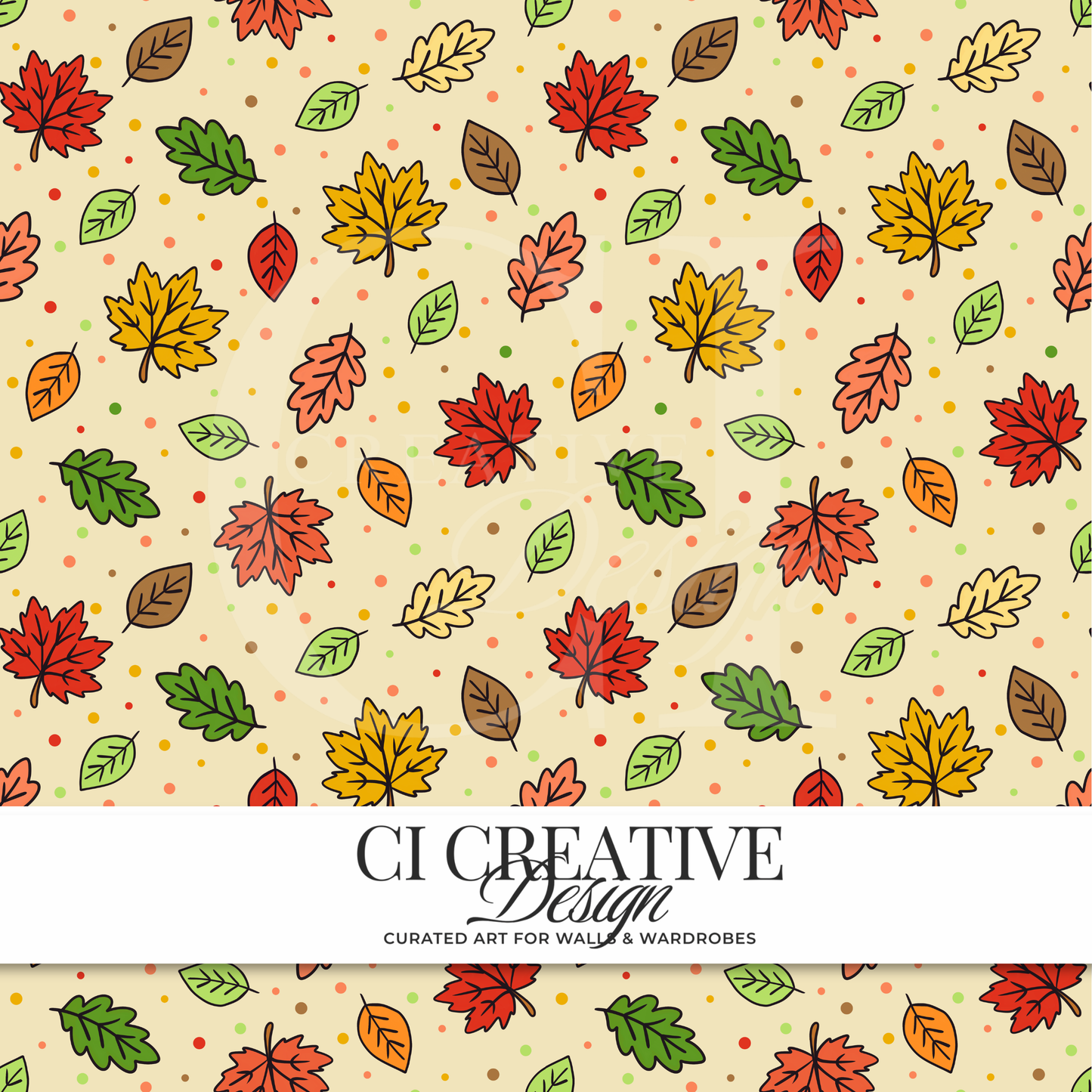 Autumn Leaves Seamless Pattern | Fall Foliage Digital Download PNG