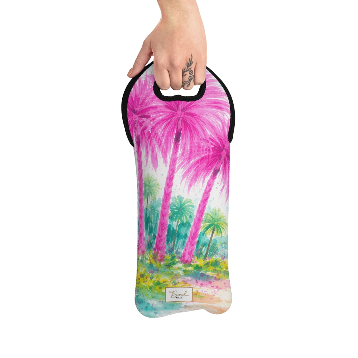My Sand Bag™ Wine Carrier | Pink Palm Trees