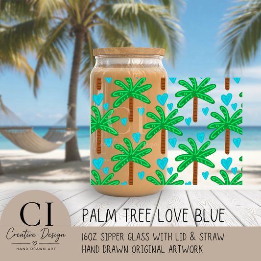 Palm Tree 16oz Glass Can