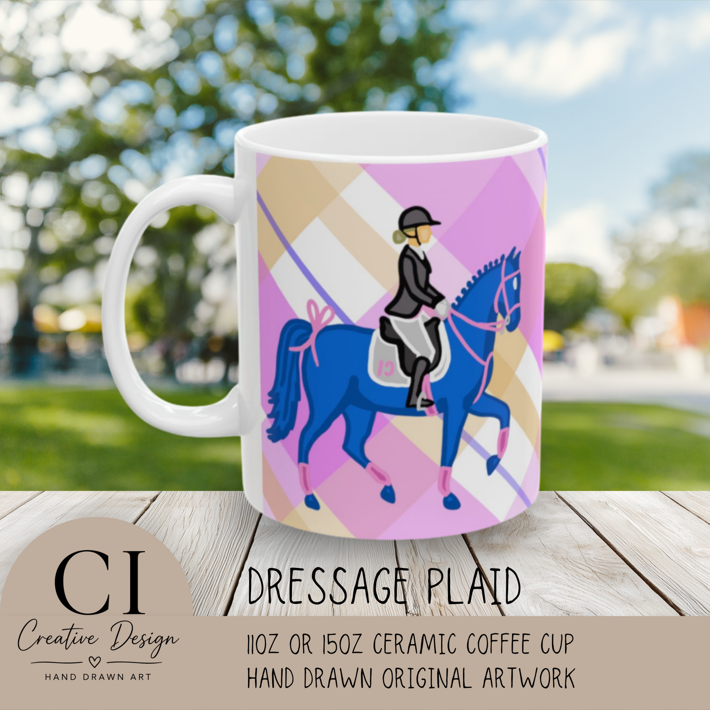 Dressage Horse Ceramic Coffee Mug | Equestrian Art | 11oz & 15oz