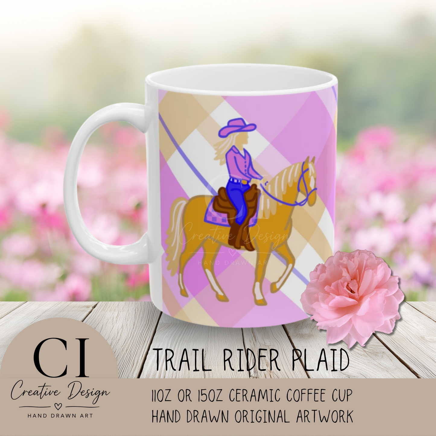 Trail Rider Western Horse Ceramic Coffee Mug | Cowgirl Art | 11oz & 15oz