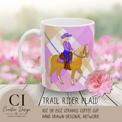 Trail Rider Western Horse Ceramic Coffee Mug | Cowgirl Art | 11oz & 15oz