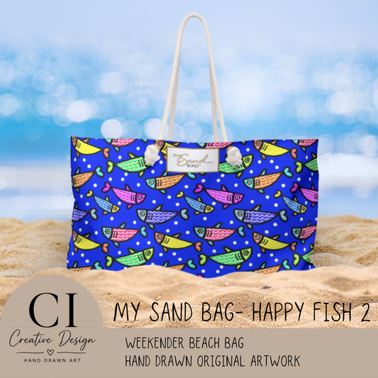 My Sand Bag Happy Fish 2 Beach Bag Weekender Bag For Travel