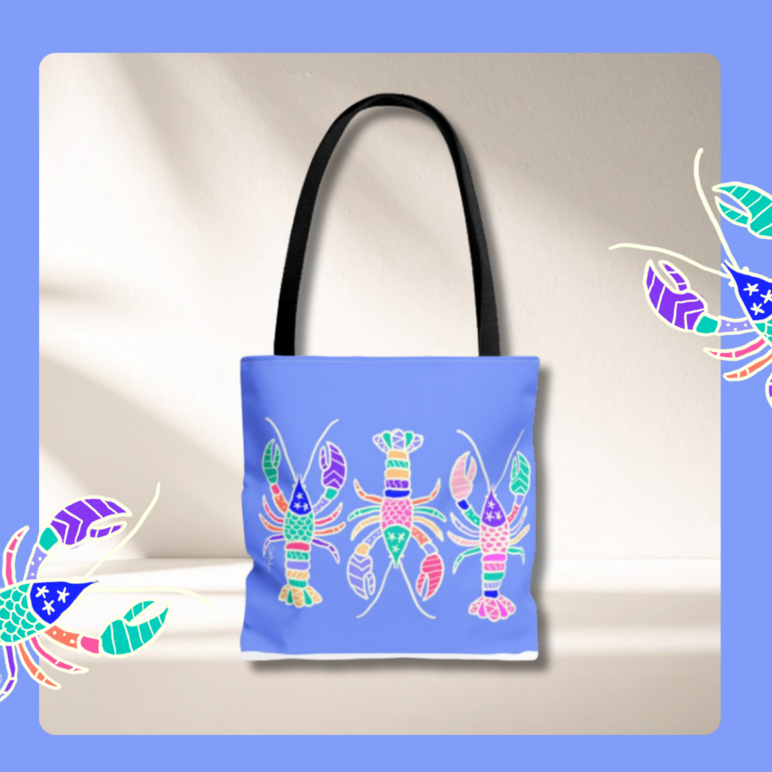 Hand-Drawn Lobster Tote Bag — Beachy Seafood Shellfish Market Tote