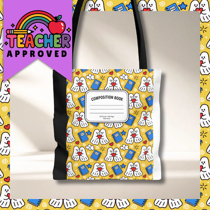 Kawaii Ghost Teacher Tote Bag | School Supplies Book Bag | 3 Sizes