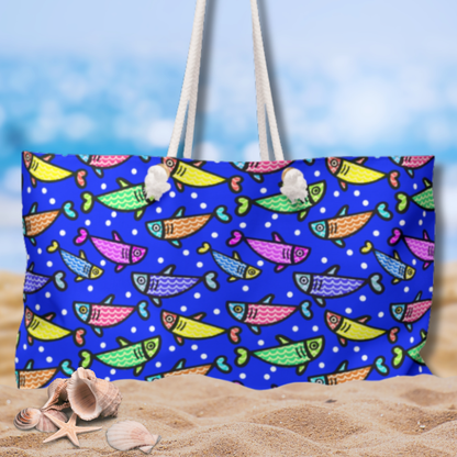 My Sand Bag™ Happy Fish 2 Beach Weekender Bag | Coastal Travel Bag
