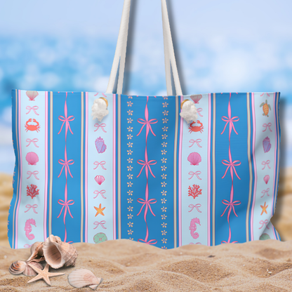 Preppy Coastal Weekender Bag | Beach-Ready Travel Tote