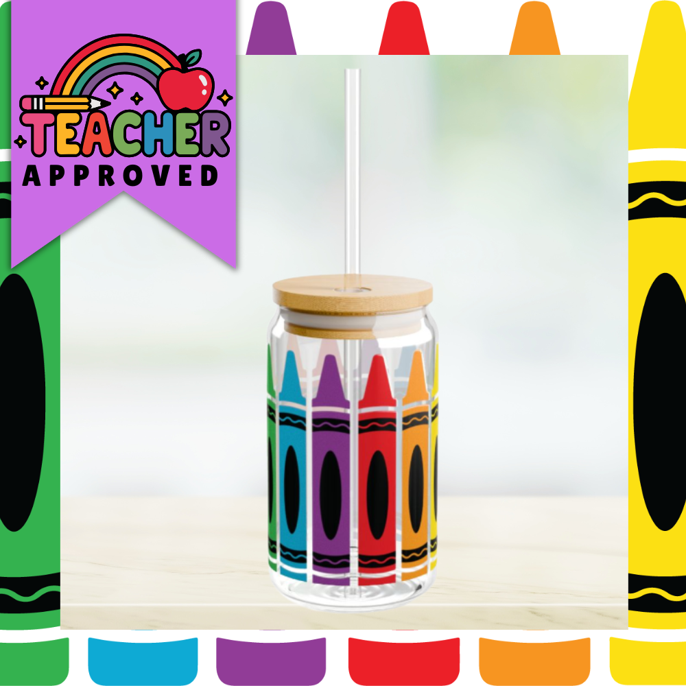 Teacher Appreciation Sipper Glass | 16oz Back to School Glass Can with Straw