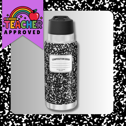 Composition Notebook Gator Tumbler | 32oz Teacher Appreciation Stainless Steel Cup