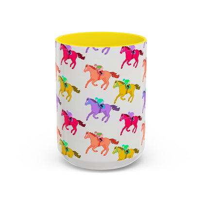 Kentucky Derby Racehorse Accent Coffee Mug | Race Day Gift | 11oz & 15oz