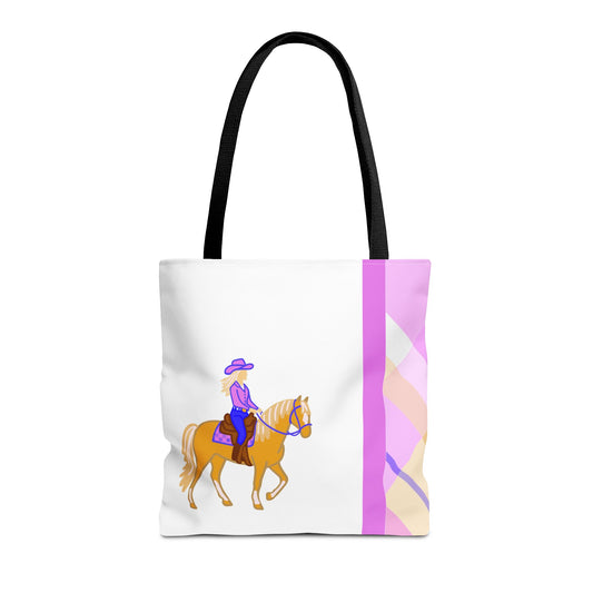 Western Trail Rider and Horse Tote Bag - Western Cowgirl Carryall