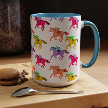Kentucky Derby Racehorse Accent Coffee Mug | Race Day Gift | 11oz & 15oz