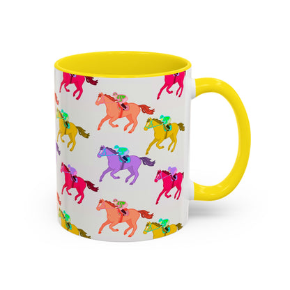 Kentucky Derby Racehorse Accent Coffee Mug | Race Day Gift | 11oz & 15oz