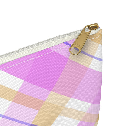 Cowgirl Plaid Accessory Pouch — Pink Plaid Horse Riding Makeup Bag