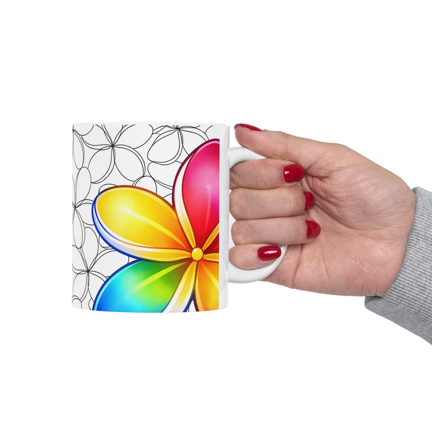 Plumeria Hawaiian Coffee Mug Floral Island Tropical Ceramic Mug For Morning Brew Gift Idea