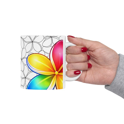 Plumeria Hawaiian Coffee Mug Floral Island Tropical Ceramic Mug For Morning Brew Gift Idea