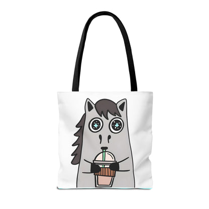 Coffee-Drinking Horse Frappuccino Tote Bag