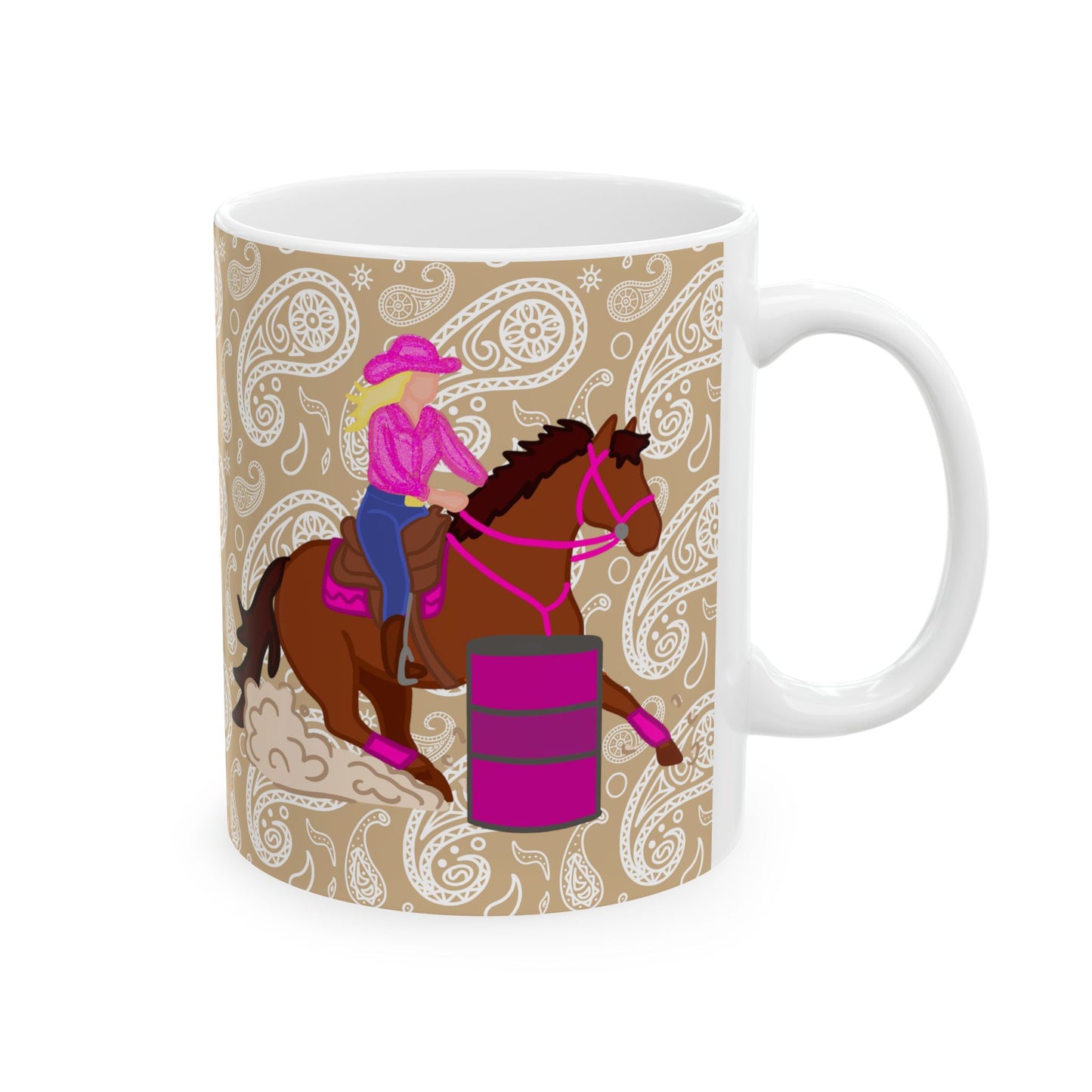 Barrel Racer Cowgirl Ceramic Coffee Mug | Rodeo Art | 11oz & 15oz