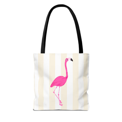 Pink Flamingo Illustration Tote Shopping Reusable Bag | All-Over Print