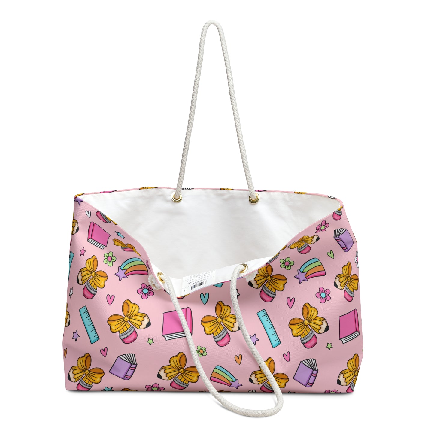 Pink Teacher School Supplies Back to School Beach Bag Weekender Bag Teacher Appreciation Tote