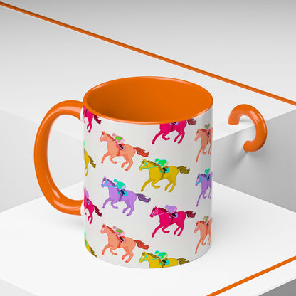 Kentucky Derby Racehorse Accent Coffee Mug | Race Day Gift | 11oz & 15oz