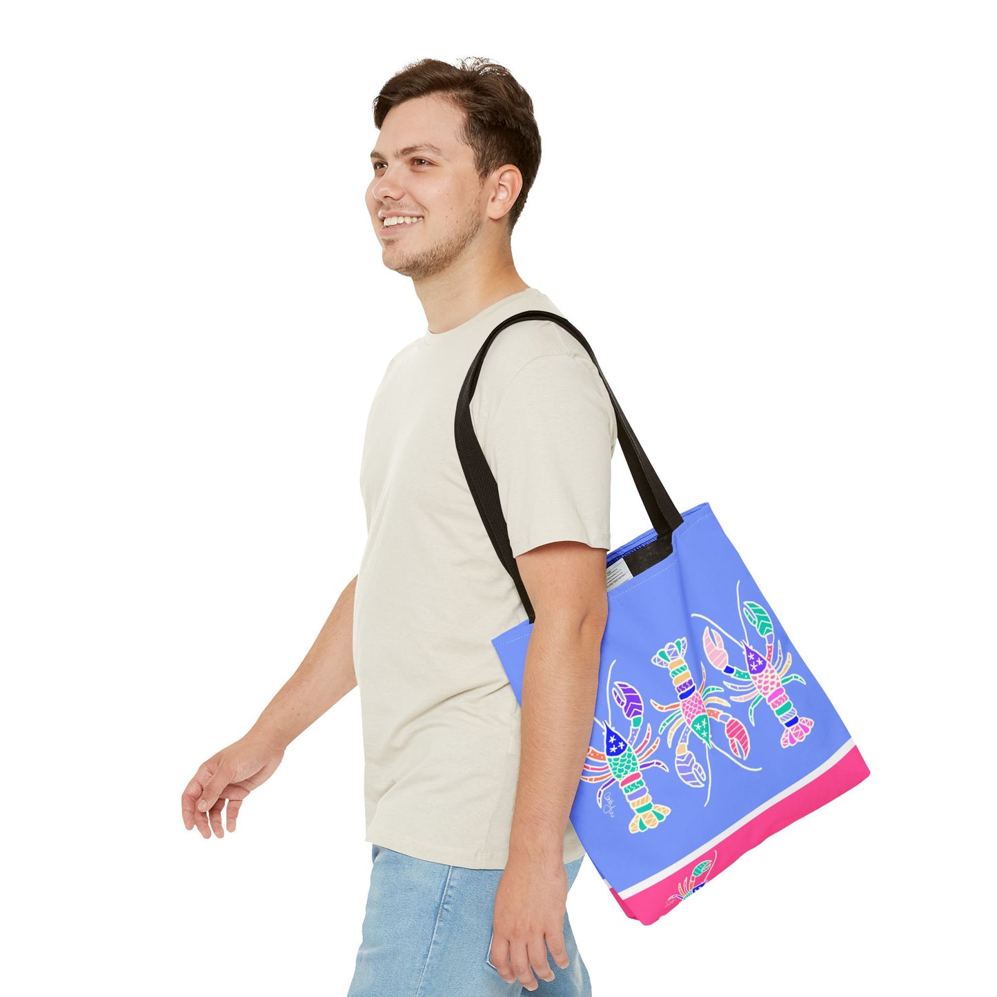Hand-Drawn Lobster Tote Bag — Beachy Seafood Shellfish Market Tote