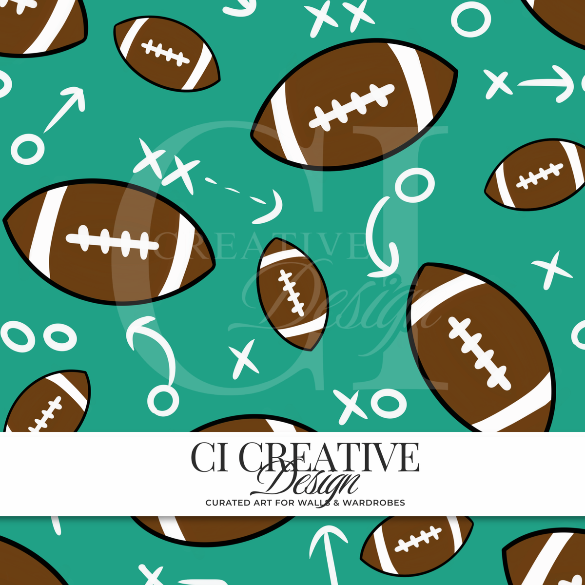 Football Seamless Pattern | Game Day Digital Download PNG
