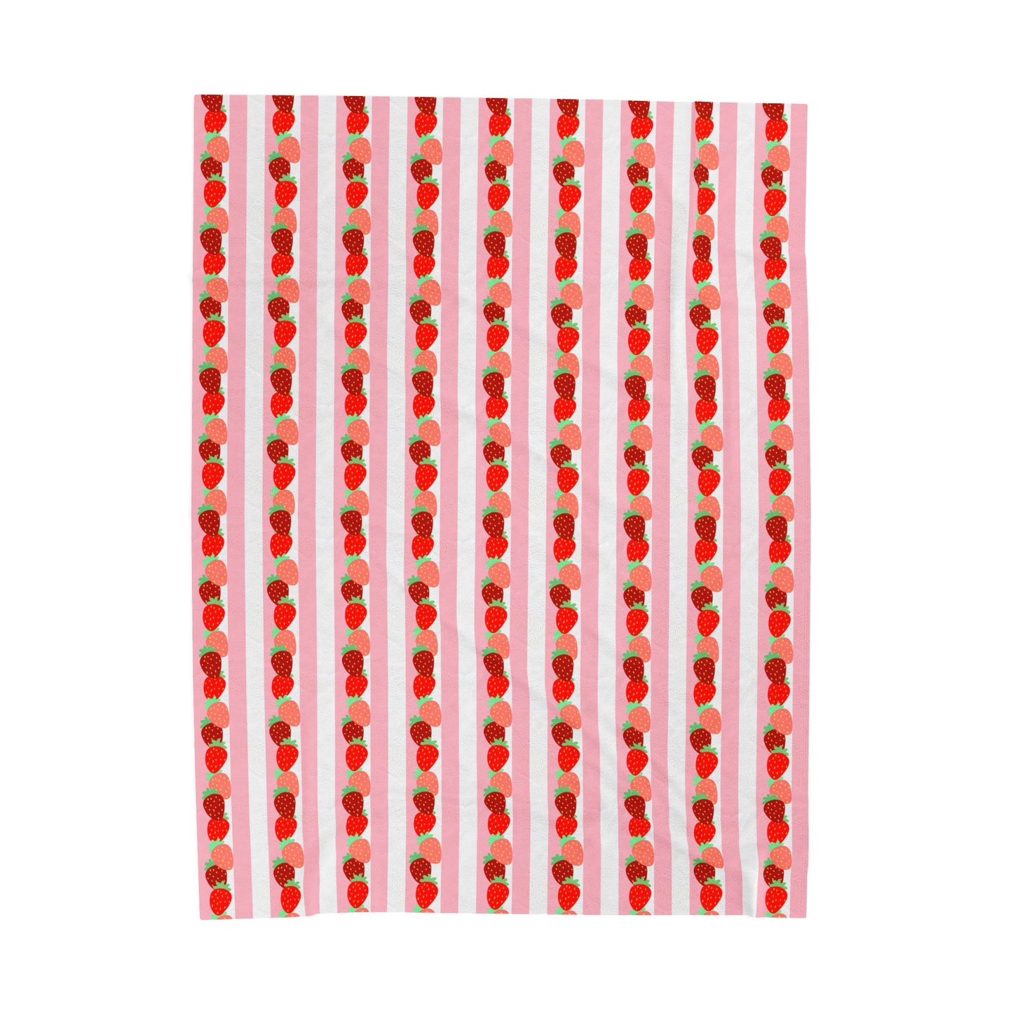 Strawberry Stripe Velveteen Throw Blanket — Cozy Plush Home Decor