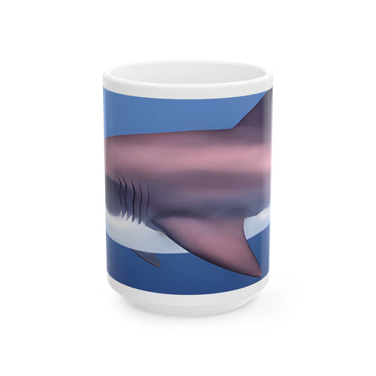 Great White Shark Coffee Mug Ceramic With Bold Ocean Artwork In Vibrant High Definition Color