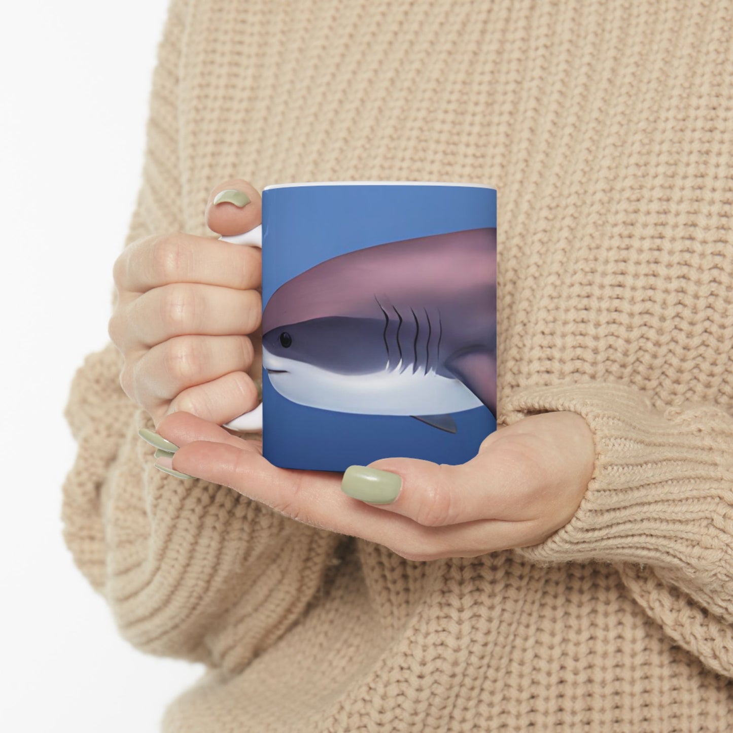Great White Shark Coffee Mug Ceramic With Bold Ocean Artwork In Vibrant High Definition Color