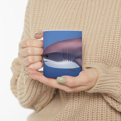 Great White Shark Coffee Mug Ceramic With Bold Ocean Artwork In Vibrant High Definition Color
