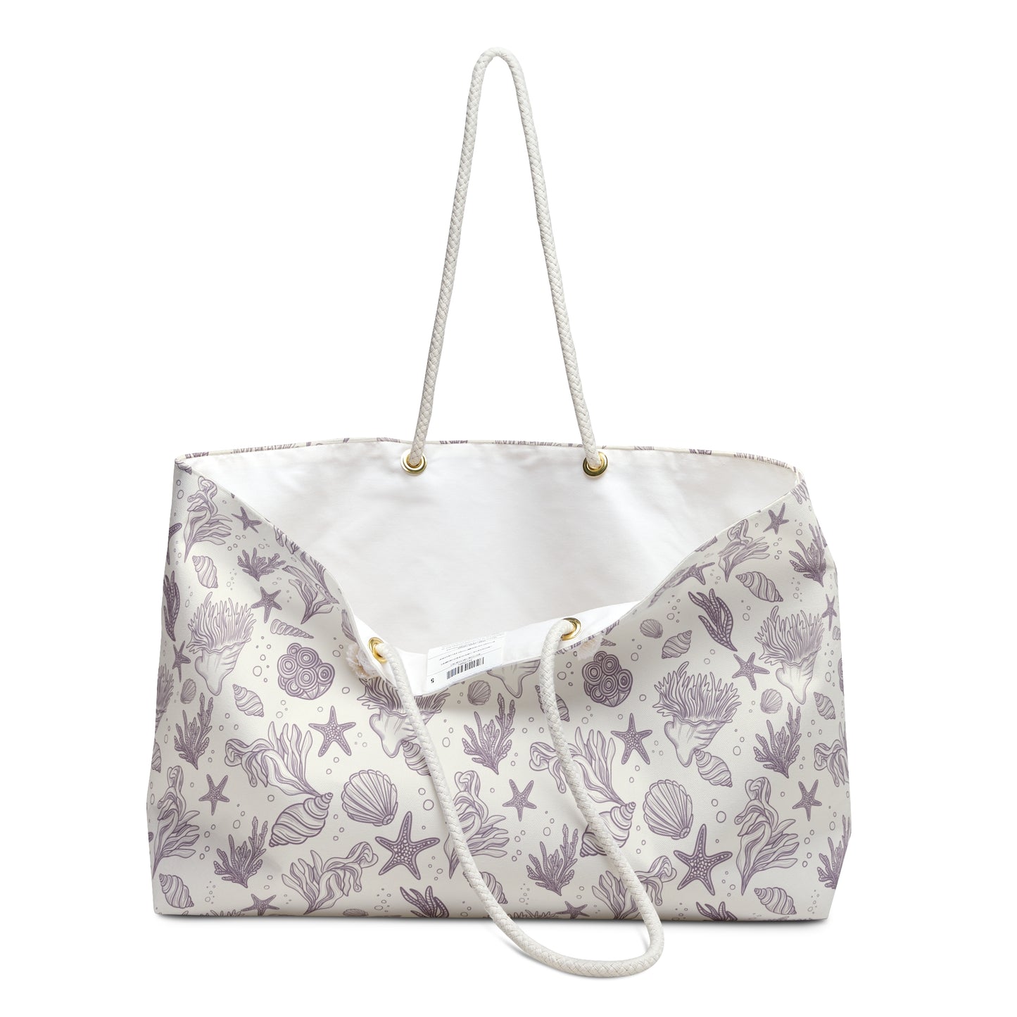 Tidepool Toile Beach Weekender Tote Bag | Coastal Seashell & Coral Tote | Ocean-Inspired Large Beach Bag | Nautical Travel Tote | Seaside Gift