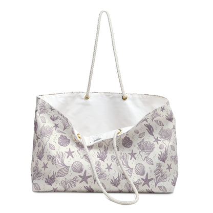 Tidepool Toile Beach Weekender Tote Bag | Coastal Seashell & Coral Tote | Ocean-Inspired Large Beach Bag | Nautical Travel Tote | Seaside Gift