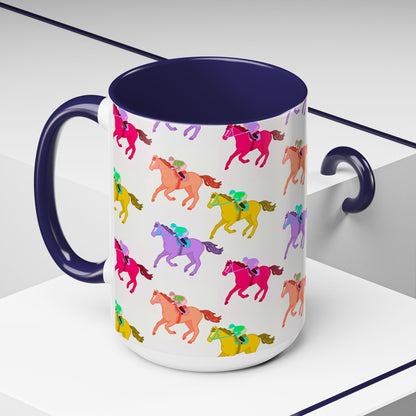 Kentucky Derby Racehorse Accent Coffee Mug | Race Day Gift | 11oz & 15oz