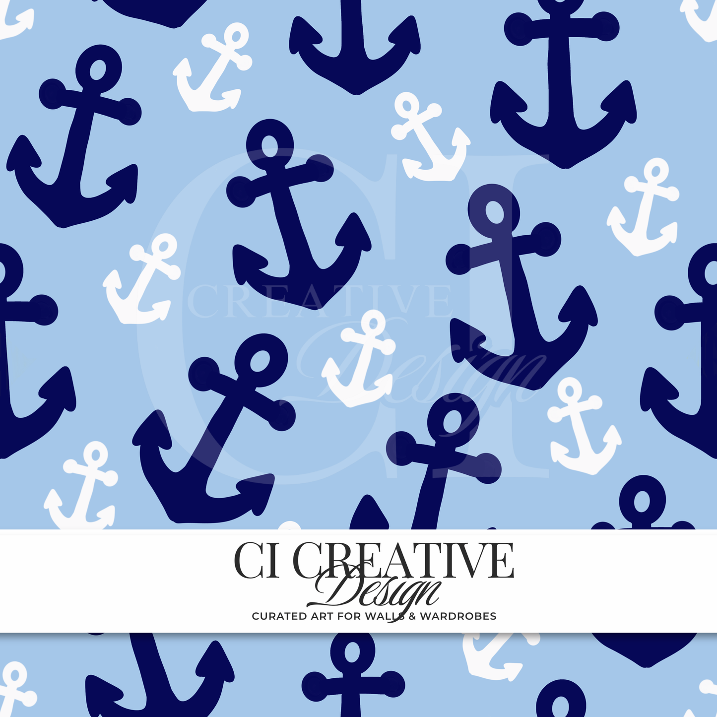 Anchor Seamless Pattern | Light Blue Digital Download PNG