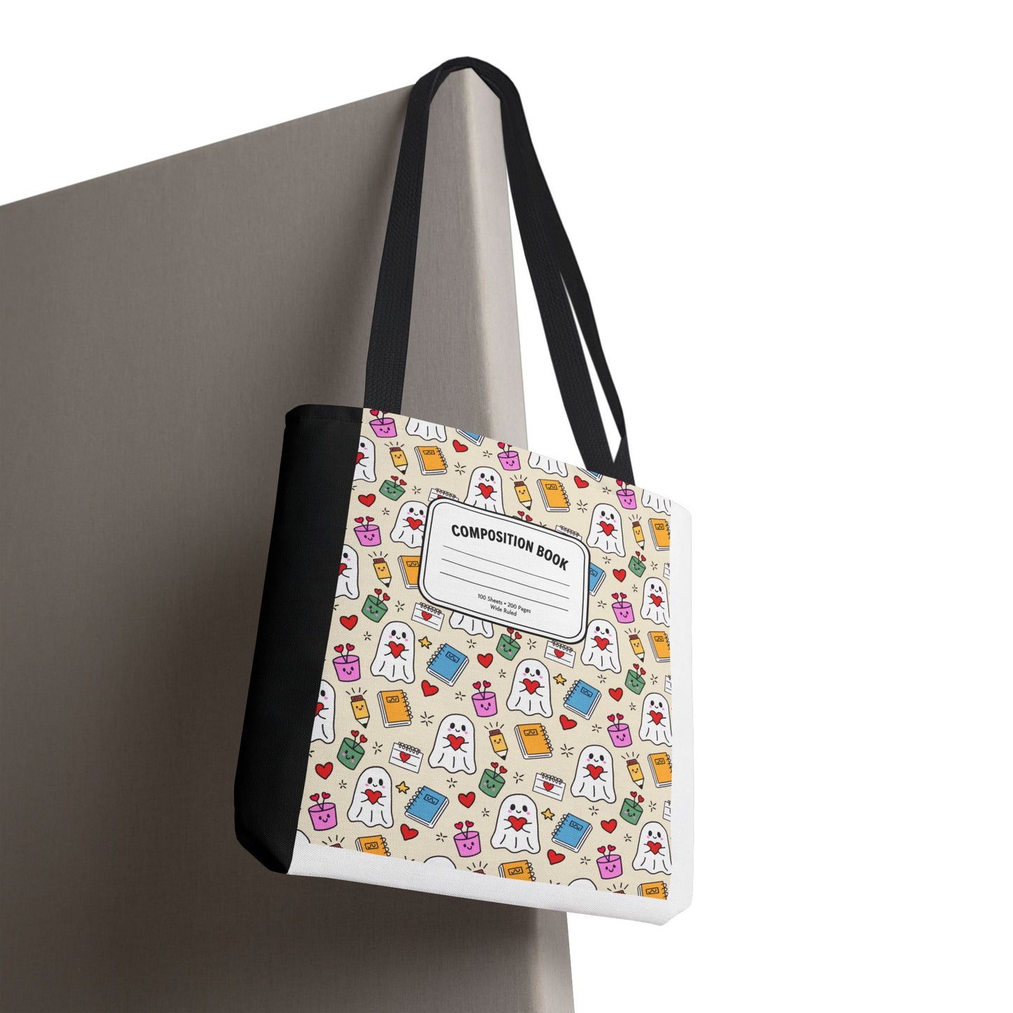 Ghost School Supplies Teacher Tote Bag | Kawaii Halloween Book Bag | 3 Sizes