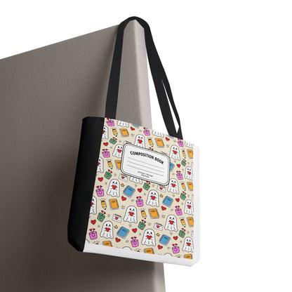 Ghost School Supplies Teacher Tote Bag | Kawaii Halloween Book Bag | 3 Sizes